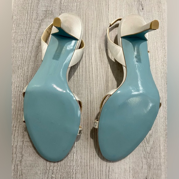 NWOT Pelle Moda Metallic Suede Leather Crystal Embellished Slingback Heels. Sz 8 - Picture 6 of 6